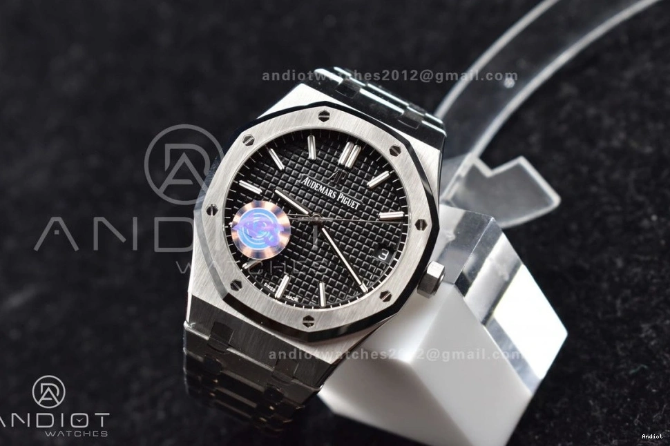 SS Oak SS Best Bracelet 1:1 A4302 Edition 15500 APSF Dial Textured Clone 41mm on Super Royal Black 0125